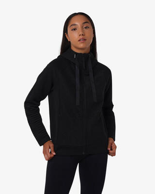 schwarzes Damen-Sweatshirt aus synthetischem Material für Fitness