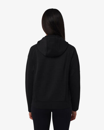 schwarzes Damen-Sweatshirt aus synthetischem Material für Fitness