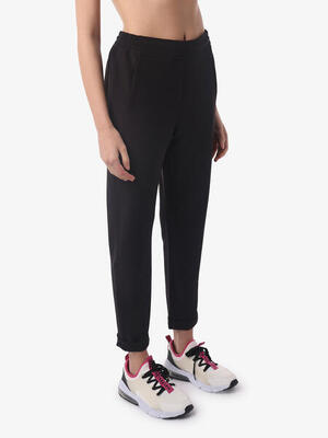 schwarze synthetische Fitnesshose für Damen