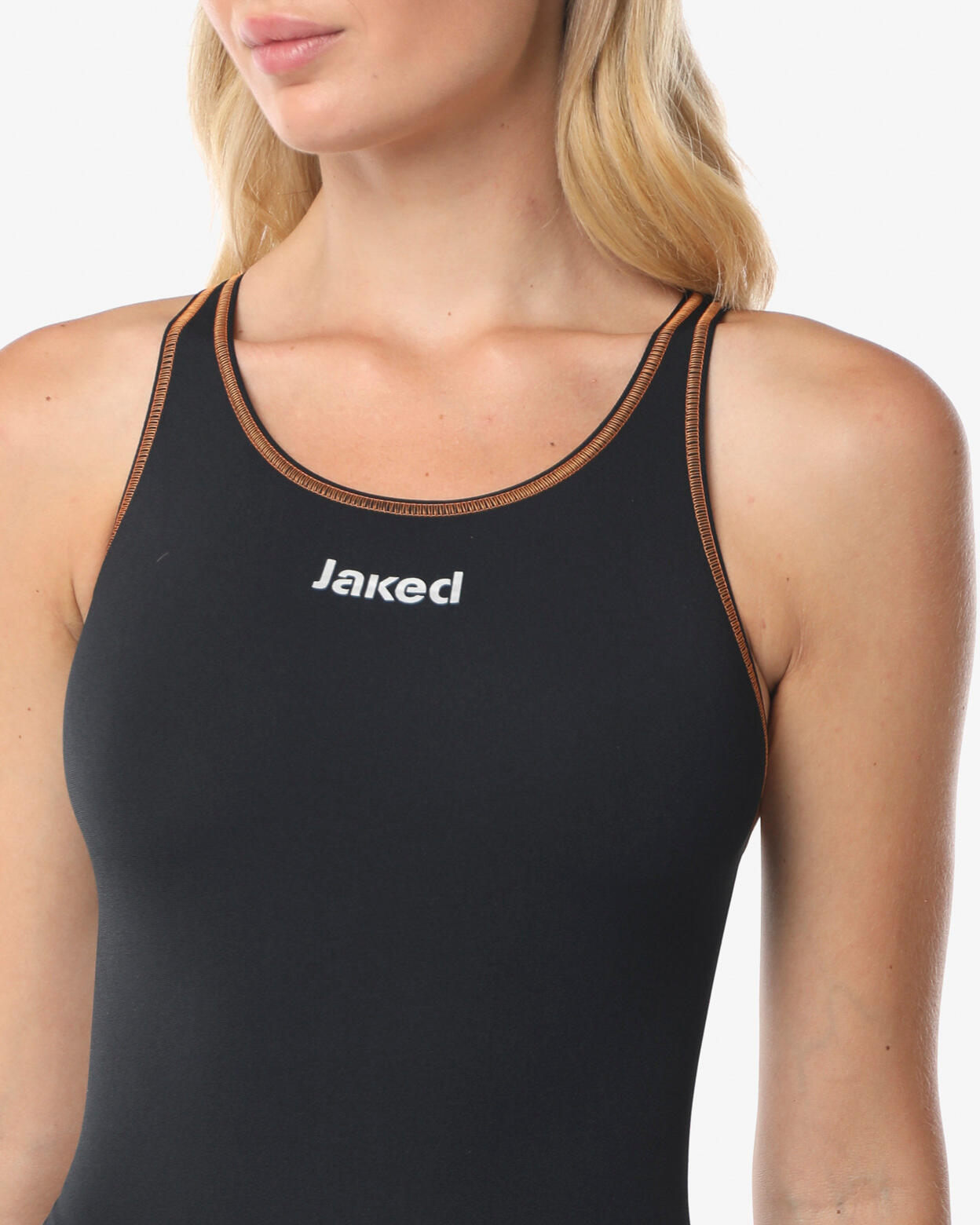 costume da piscina  nero e arancio da donna in mat. sintetico da nuoto 4/5