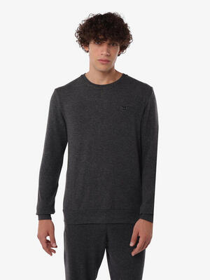 graues Fitness-Sweatshirt aus Baumwolle für Herren