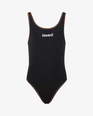 costume rosso e blu da bambina in mat. sintetico da nuoto