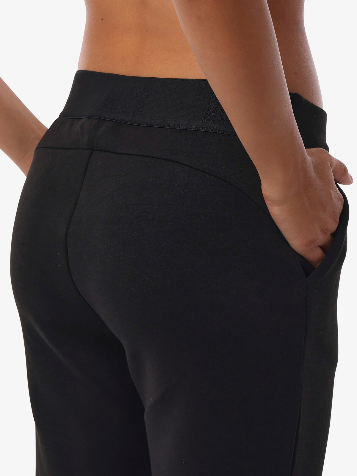 pantaloni  nero da donna in mat. sintetico da fitness 4/5
