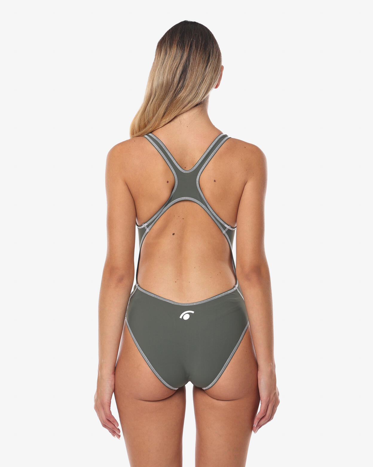 costume da piscina  verde militare da donna in mat. sintetico da nuoto 2/5