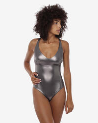 maillot de bain femme argenté en matière synthétique pour la natation
