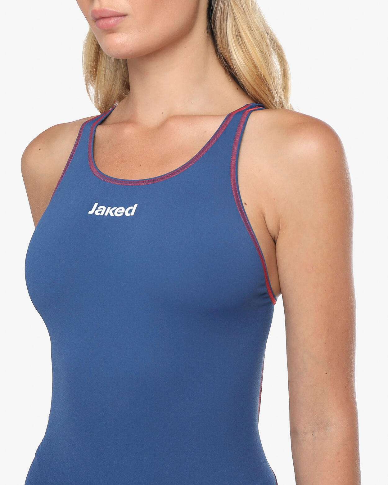 Maillot de bain synthétique bleu marine et rouge pour femme 4/5