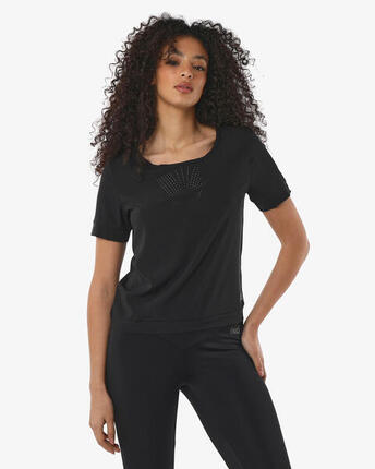 T-shirt de fitness synthétique noir pour femme