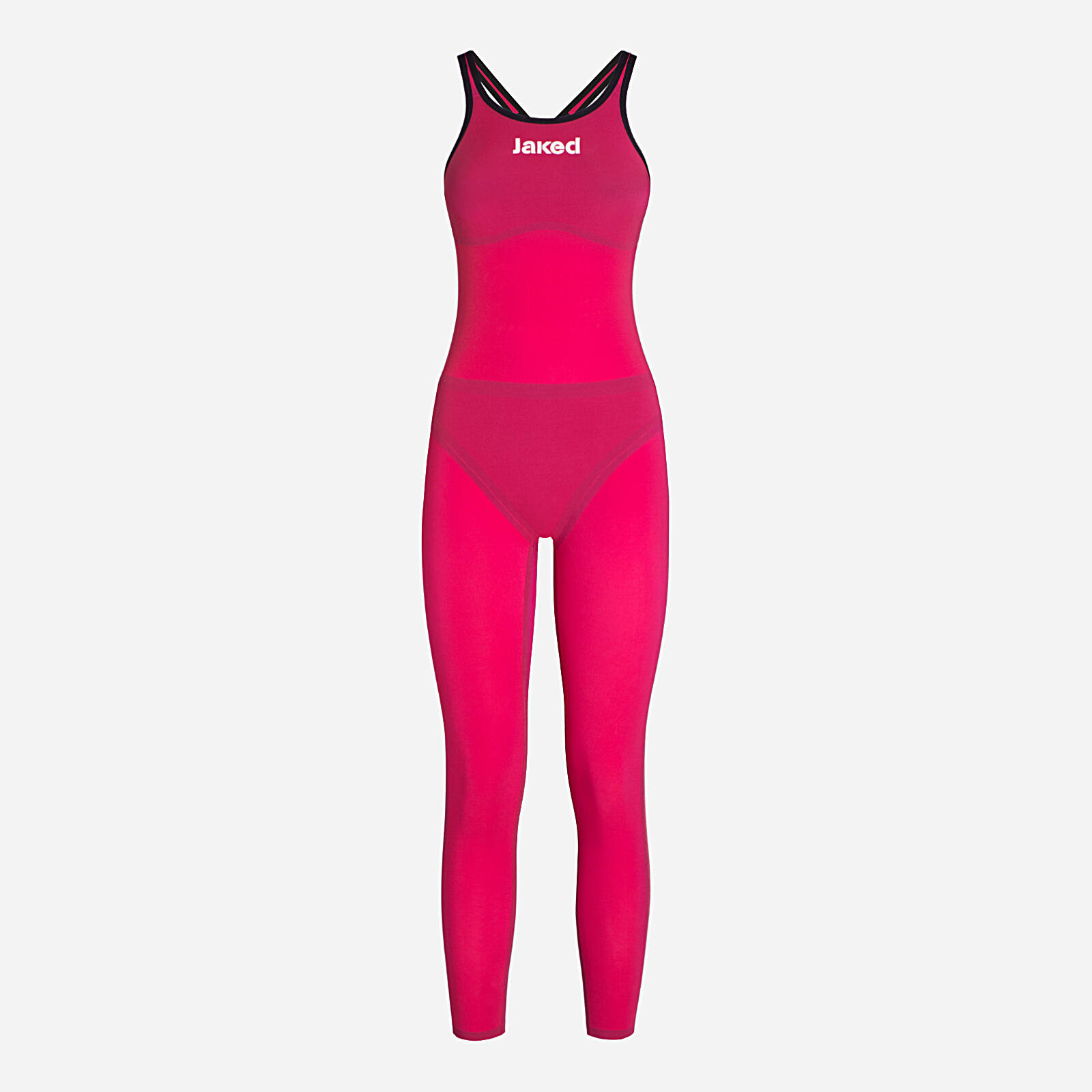 Bañador de mujer color magenta en material sintético para natación. 1/5