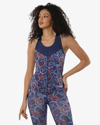 Dames blauwe synthetische fitness tanktop