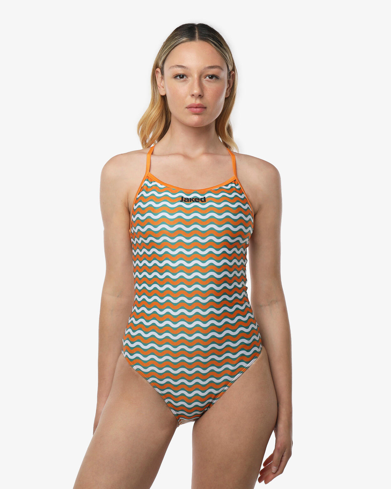Traje de baño sintético naranja para mujer 1/5