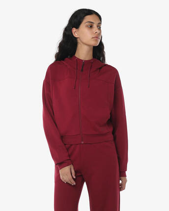 Burgunderfarbenes Damen-Sweatshirt aus synthetischem Material für Fitness