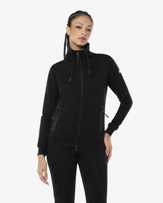 schwarzes Damen-Sweatshirt aus synthetischem Material für Fitness