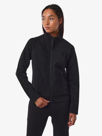 schwarzes Damen-Sweatshirt aus synthetischem Material für Fitness
