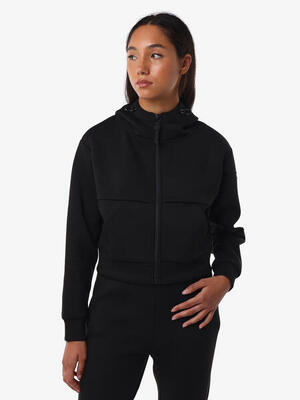 schwarzes Damen-Sweatshirt aus synthetischem Material für Fitness