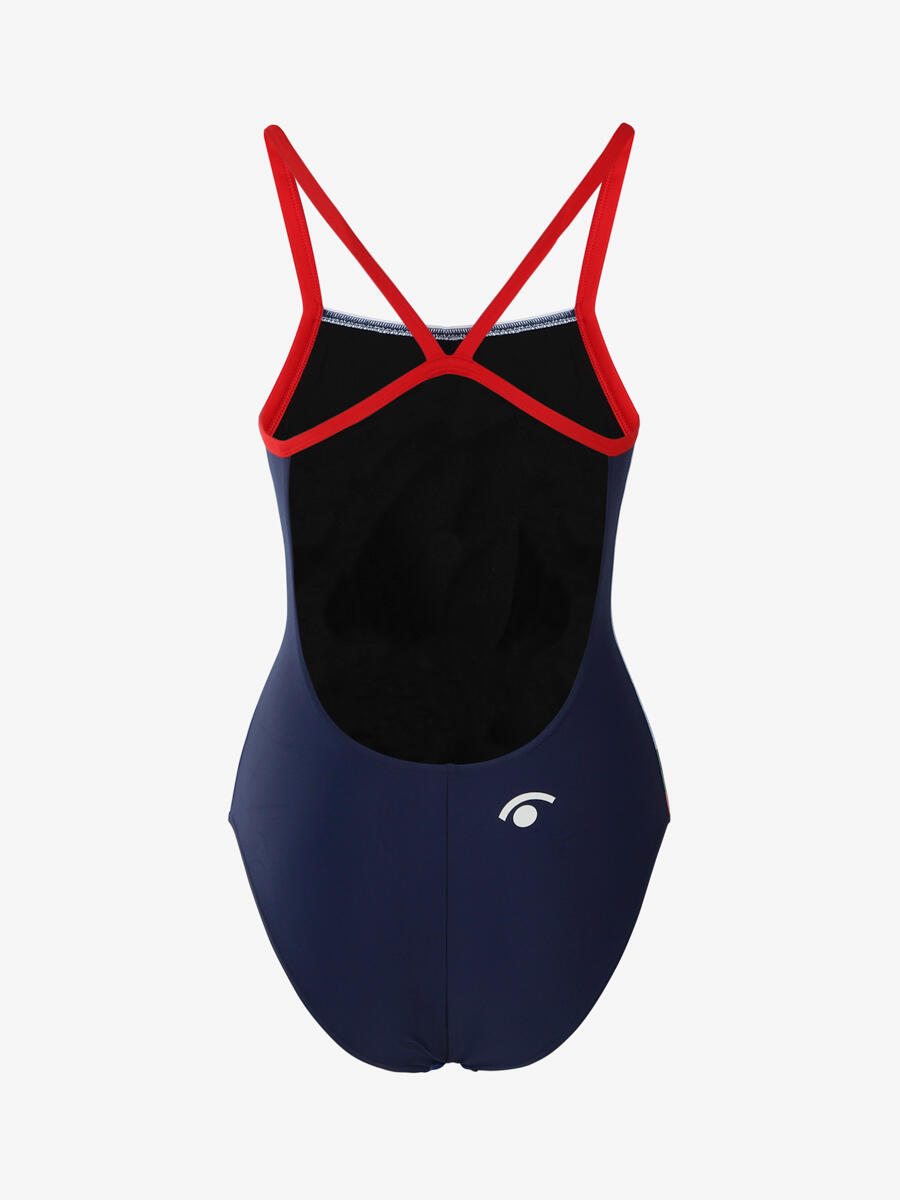 Bañador de color azul mate para mujer. natación sintética 2/4