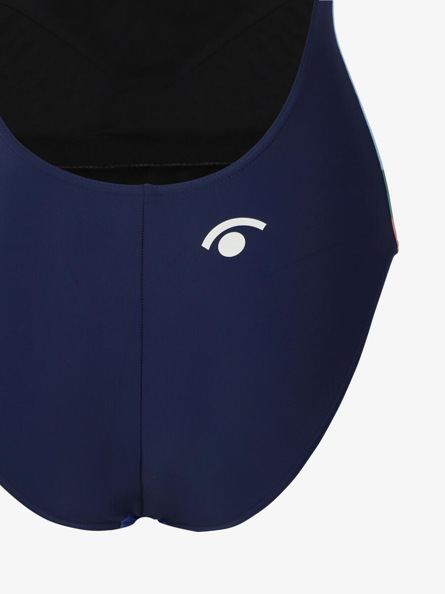 Bañador de color azul mate para mujer. natación sintética 3/4