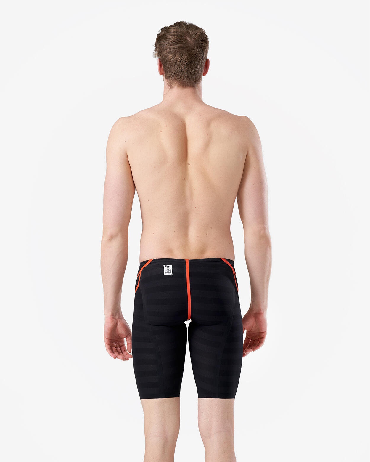 Maillot de bain synthétique noir et orange pour homme 2/4