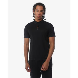 Polo noir homme en matière synthétique pour le fitness