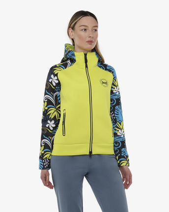 Sweat-shirt de fitness synthétique blanc et multicolore pour femme