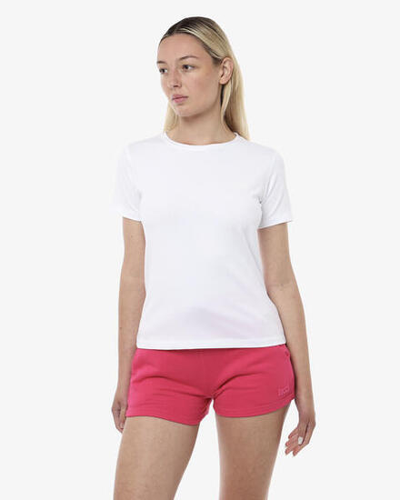 t-shirt bianco da donna in cotone da fitness