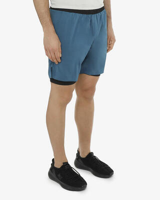 pantaloncini blu da uomo in mat. sintetico da fitness