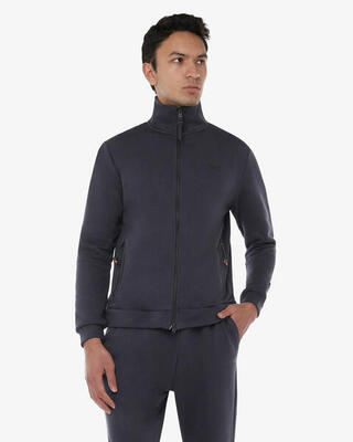 Marineblaues Herren-Sweatshirt aus synthetischem Material für Fitness