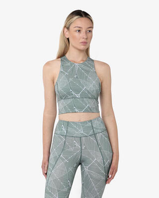 Dames tanktop van synthetisch materiaal in saliegroen voor fitness