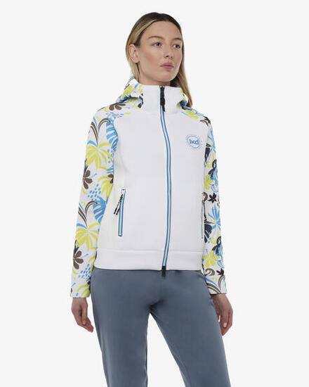 Sweat-shirt de fitness synthétique blanc et multicolore pour femme