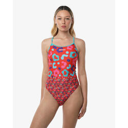 Maillot de bain synthétique orange et multicolore pour femme
