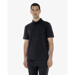 Polo noir homme en matière synthétique pour le fitness