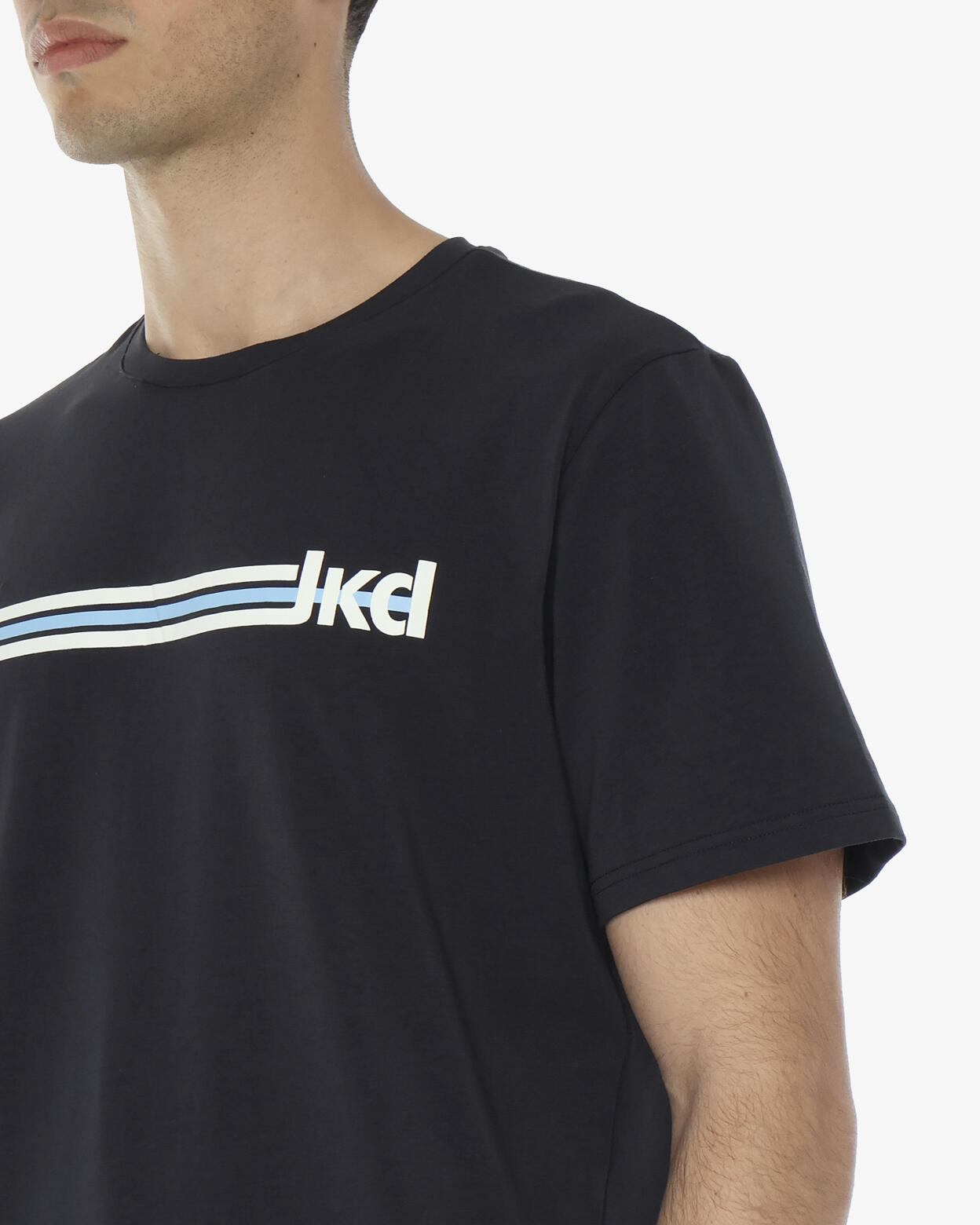 t-shirt  navy da uomo in mat. sintetico da fitness 3/4
