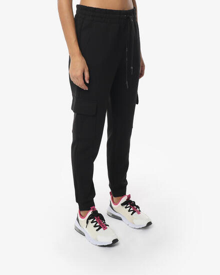 Schwarze Synthetik-Fitnesshose für Damen