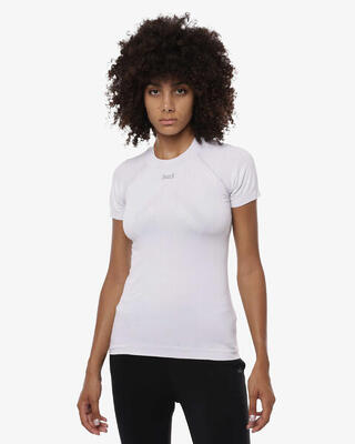 t-shirt bianco da donna in mat. sintetico da fitness