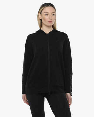schwarzes Damen-Sweatshirt aus synthetischem Material für Fitness
