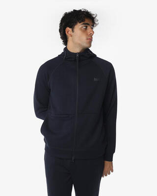Marineblaues Herren-Sweatshirt aus synthetischem Material für Fitness