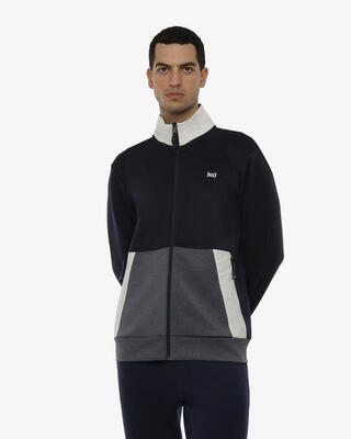 Herren-Sweatshirt in Eis- und Marineblau aus synthetischem Material für Fitness