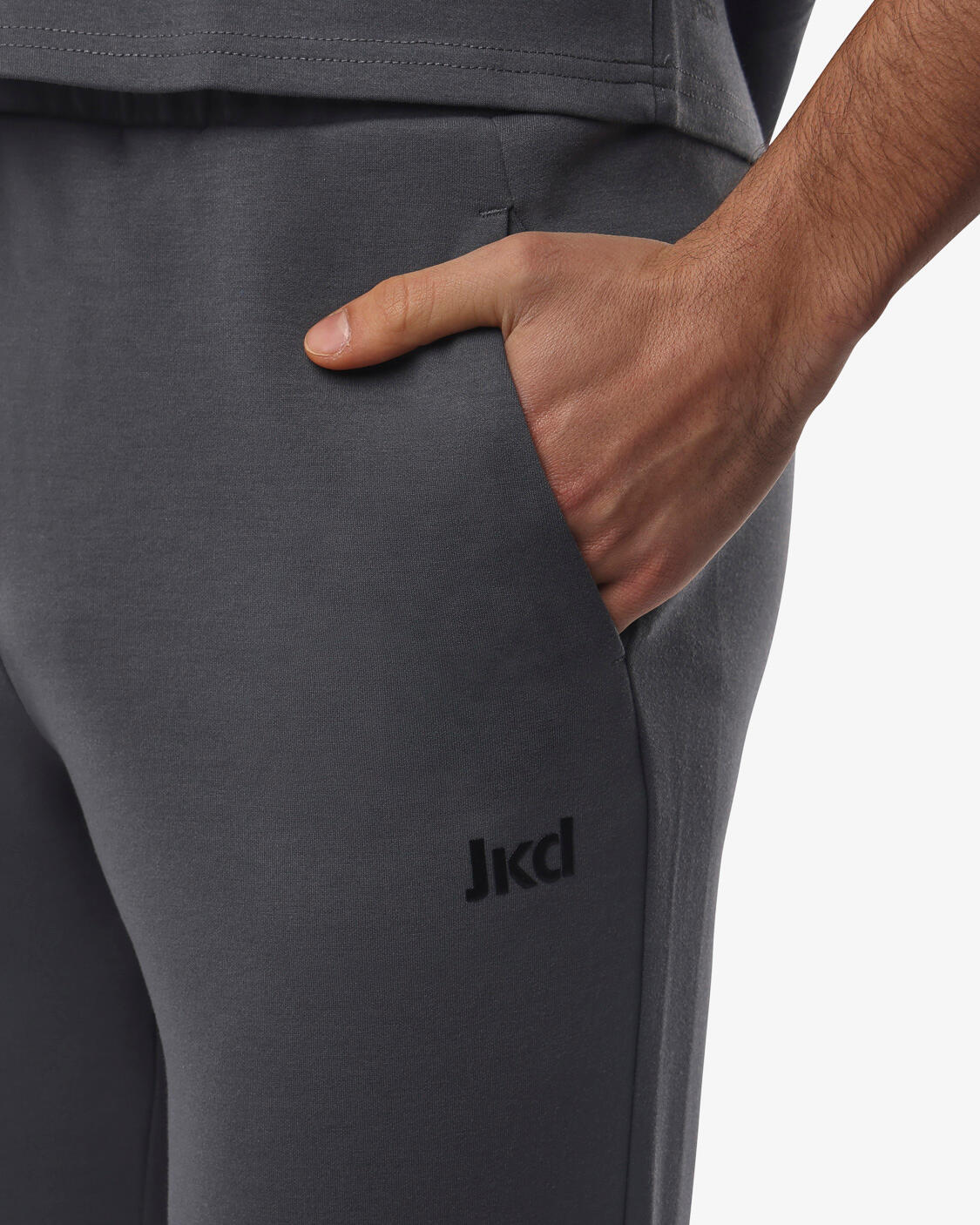 pantaloni  grigio scuro da uomo in mat. sintetico da fitness 3/5