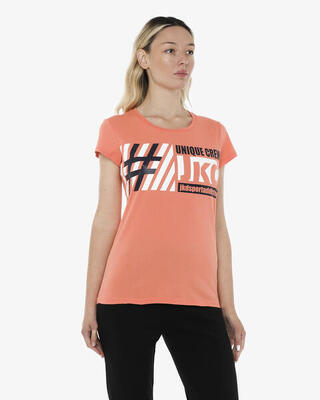 Koraal katoenen fitness-t-shirt voor dames