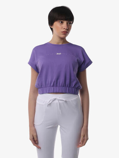 T-shirt de fitness synthétique violet pour femme