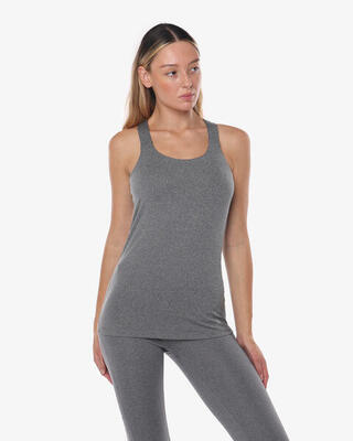 Dames melange grijs synthetisch fitness tanktop