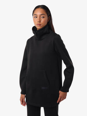 schwarzes Damen-Sweatshirt aus synthetischem Material für Fitness