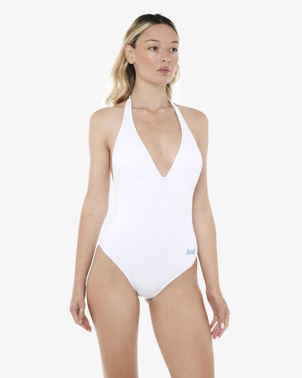 türkisfarbener Damen-Badeanzug aus synthetischem Material zum Schwimmen