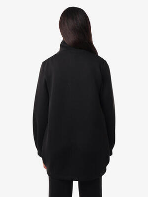 schwarzes Damen-Sweatshirt aus synthetischem Material für Fitness