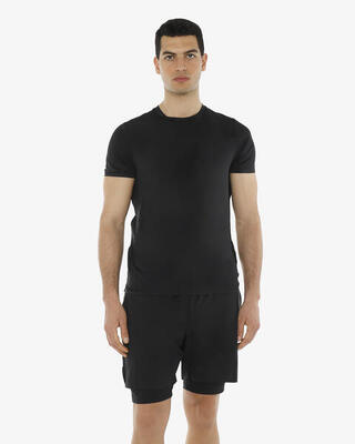 Zwart synthetisch fitness-t-shirt voor heren