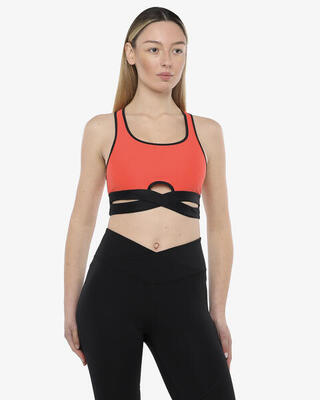Koraalkleurige tanktop voor dames van synthetisch materiaal voor fitness