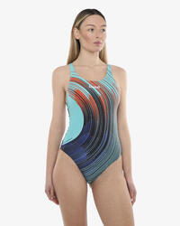 Maillot de bain corail femme en matière synthétique pour la natation