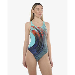 Maillot de bain corail femme en matière synthétique pour la natation