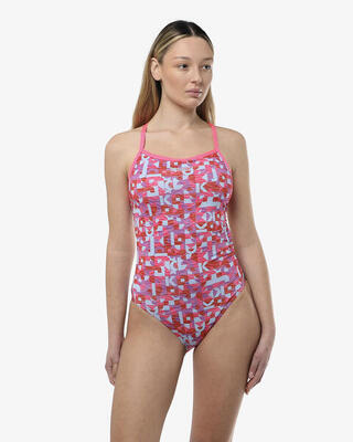 hellblauer Damen-Badeanzug aus synthetischem Material zum Schwimmen