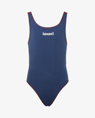 costume da piscina rosso e blu da bambina in mat. sintetico da nuoto