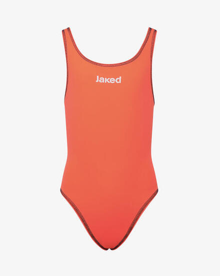 costume da piscina rosso e blu da bambina in mat. sintetico da nuoto